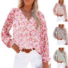 blouse, Plus Size, Floral print, lanternsleeve