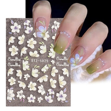 Green, Nails, nail decals, leaf