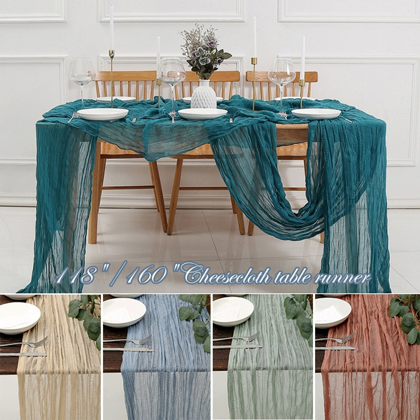 118"/160" Cheesecloth Table Runner Boho Gauze Cheese Cloth Table Runner