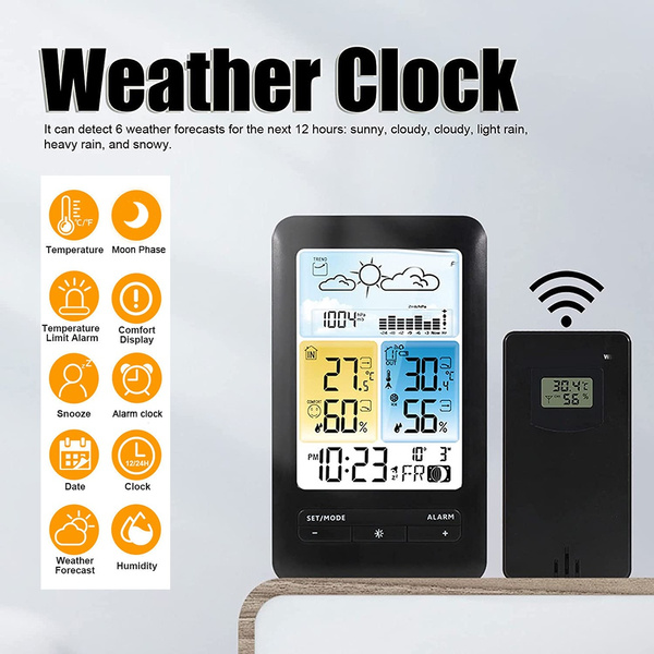 Wireless Weather Station Indoor Outdoor Thermometer Hygrometer Color ...