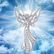925 sterling silver necklace, DIAMOND, Princess, Angel