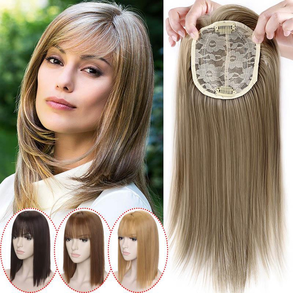 11inch Clip In Hair Topper With Bangs Shoulder Length Haircuts Topper ...