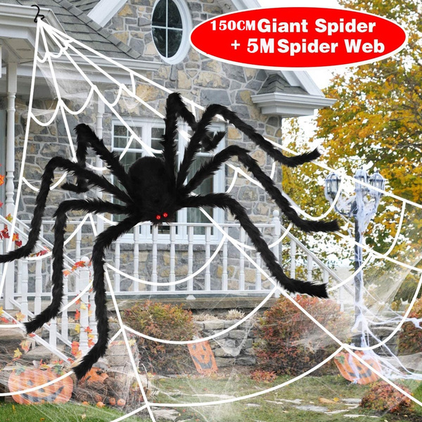 5FT/150cm Black Scary Giant Spider with Triangular Huge Spider Web ...