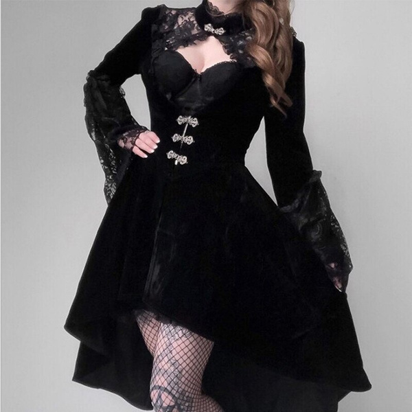 Women Slim Sexy Clothes Gothic Girls Dress Outfits Black Dress Costume