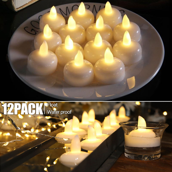 12 Pieces LED Floating Candles Waterproof Candle Lamp Decorative Candle