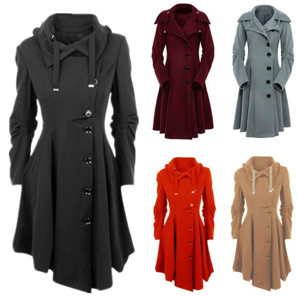 Goth Overcoat Keep Warm Trench Coat 2022 Gothic Long Slim Asymmetric ...