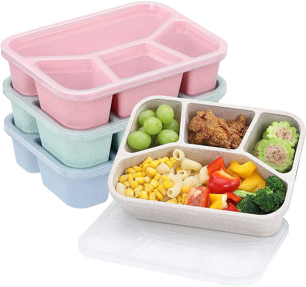 4 Compartment Meal Prep Containers, Lunch Box for Kids, Durable BPA Free  Plastic Reusable Food Storage Containers - Stackable, Suitable for Schools,  Companies,Work and Travel