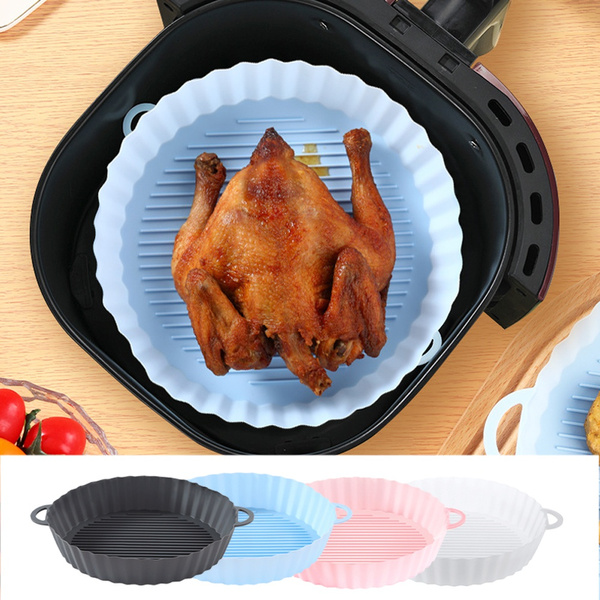 2pcs Silicone Air Fryers Oven Baking Tray Pizza Fried Chicken Airfryer  Silicone Basket Reusable Airfryer Pan Liner Accessories