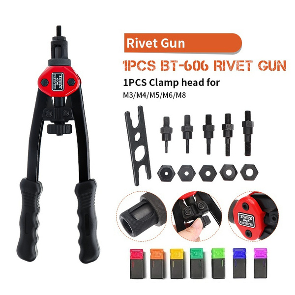 1PC BT606 Rivet Gun +M3/M4/M5/M6/M8/M10/M12 Head Manual Tightening Nut