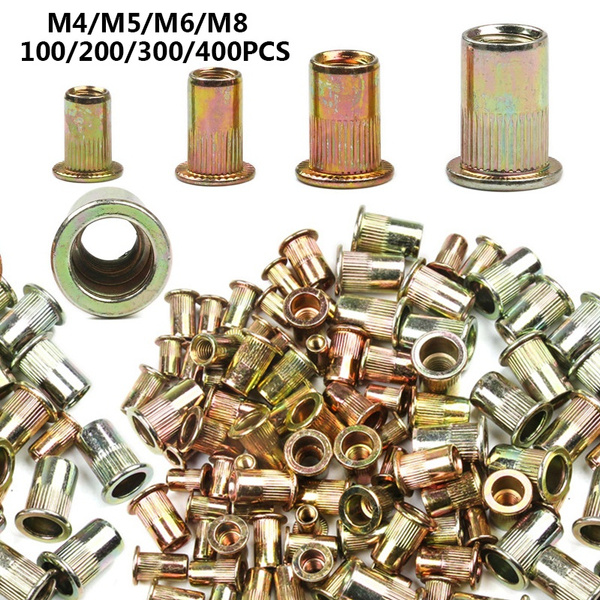 100pcs Mixed Zinc Plated Carbon Steel Rivet Nut Threaded Rivnut Insert M4 M5 M6 M8 Wish 