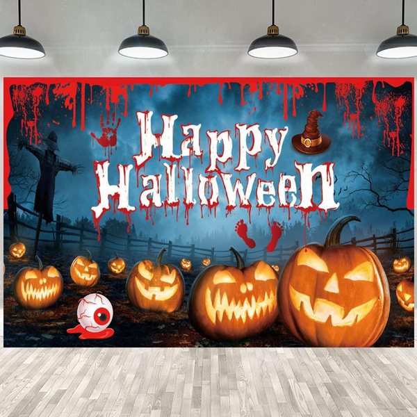 Happy Halloween Backdrop Banner Halloween Scary Pumpkin Photography ...