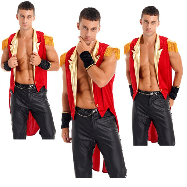 Mens Circus Ringmaster Jacket Adults Showman Costume Swallow-tailed ...