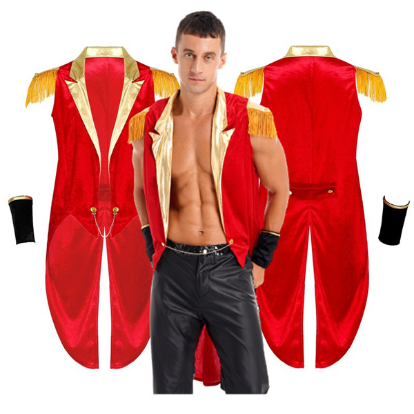 Men Swallow-tailed Coat with Cuffs Circus Showman Role Play Jacket ...