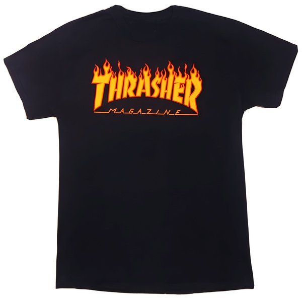 Thrasher Men's Flame Logo Short Sleeve T Shirt White/Black/Grey ...