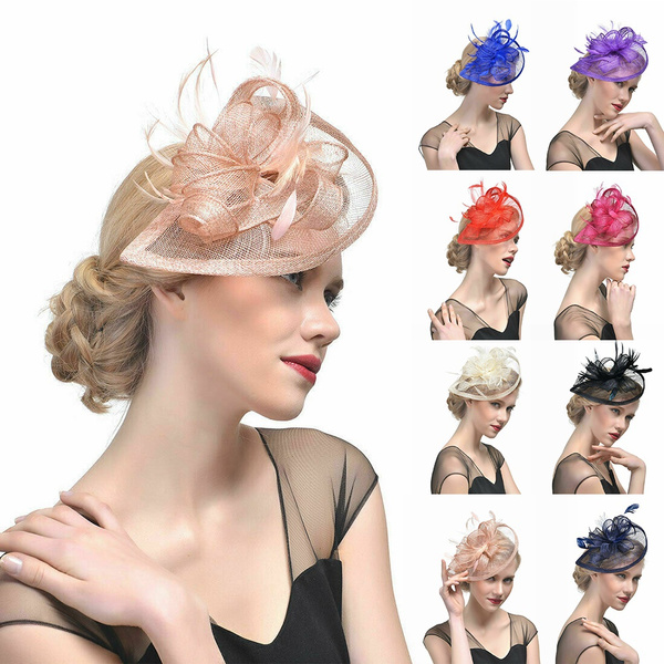 Cream Fascinator Hat With Headband And Clip, Wave