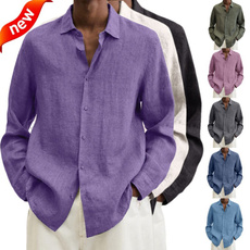Plus Size, cottonlinen, Shirt, Long sleeved