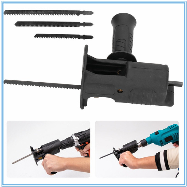 Electric Drill To Reciprocating Saw Adapter Chainsaw Conversion Head Saw Blades Handle Kit