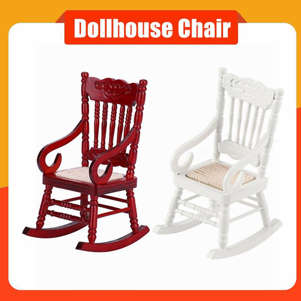 Doll House Rocking Chair, 112 Wooden Dollhouse Accessories Miniature