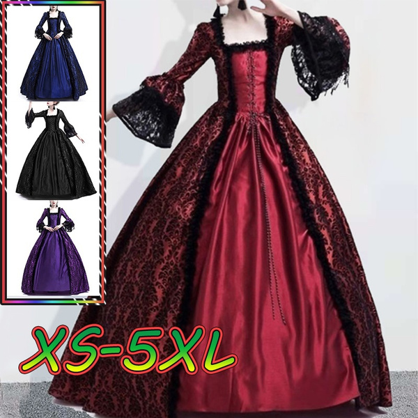 Halloween Balck Queen Vampire Gothic Victorian Masquerade Dress