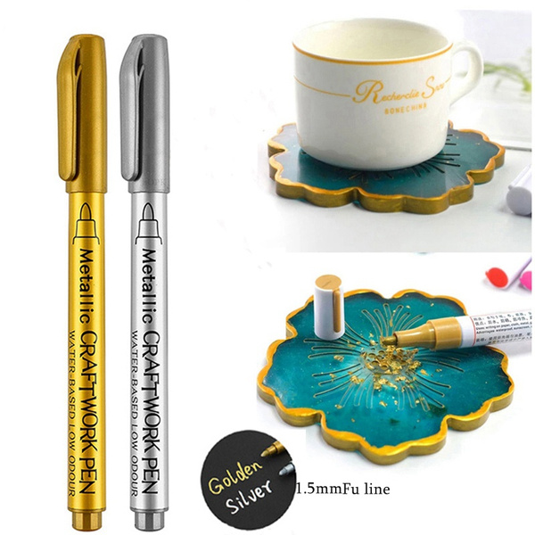 4PCS DIY Metal Waterproof Permanent Paint Marker Pens Gold Silver 1.5mm Craftwork Resin Mold Pen