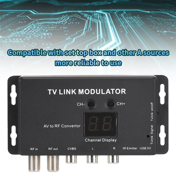 UHF-modulator - TV LINK-modulator, PAL NTSC AV Naar RF TV- distributiemodulators, Binnendraad AV Audio Video TV Link-UHF-converter voor RF-uitgang van SLX/TV-links