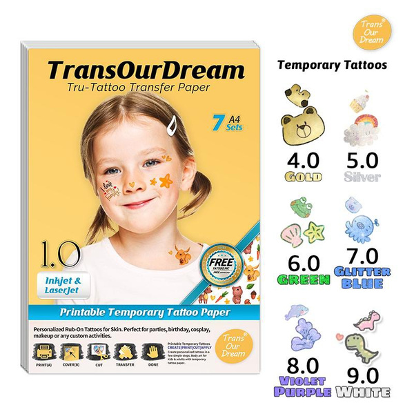 Transourdream printable temporary tattoo transfer paper for inkjet