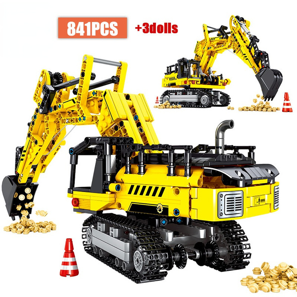 Excavator Truck Technical Building Construction Blocks City Engineering ...