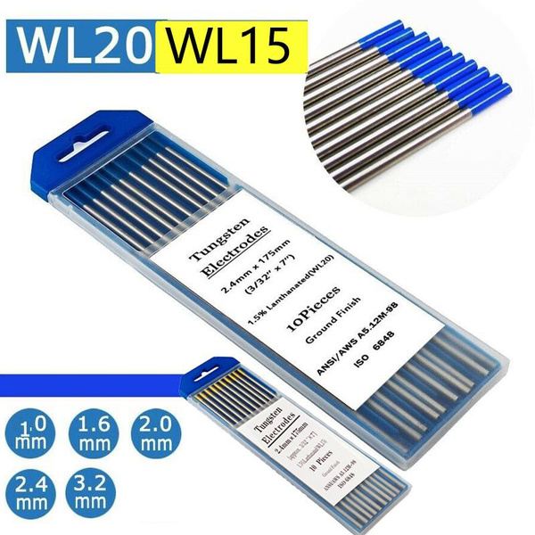 ZINGER TIG Electrodos de tungsteno de soldadura 2% lantanados (WL20/EWLa-2) azul, paquete de 10