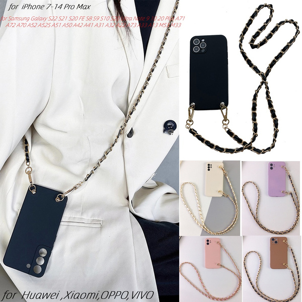 Luxury Crossbody Lanyard Necklace Leather Bracelet Chain Phone Case for ...