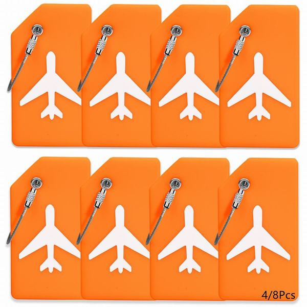 4 8pack Silicone Luggage Tag With Name Id Card Perfect To Quickly Spot 