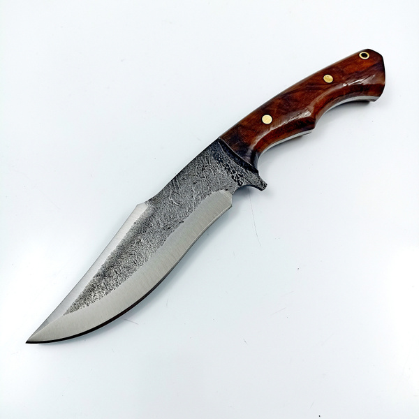 Hand Forged Hunting Knife - Forged Steel Bowie Knife with Leather ...