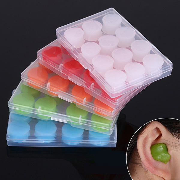 12PCS Silicone Ear Plugs Noise Reduction Sleep Anti Canceling Sound ...