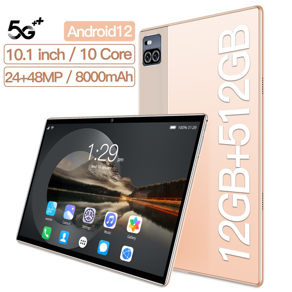 Tablet PC,10.1 Inch Tablet 10 Core CPU 5G WiFi for 12 6GB 128GB 200W 500W  1960x1080 8800mAh Rose Gold Callable Tablet 100?240V