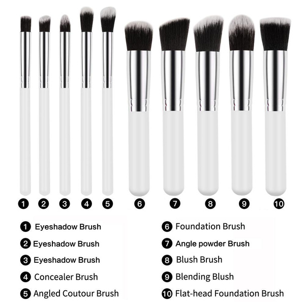 10 PCS Professional Kabuki Makeup Brush Foundation Blusher Face Powder