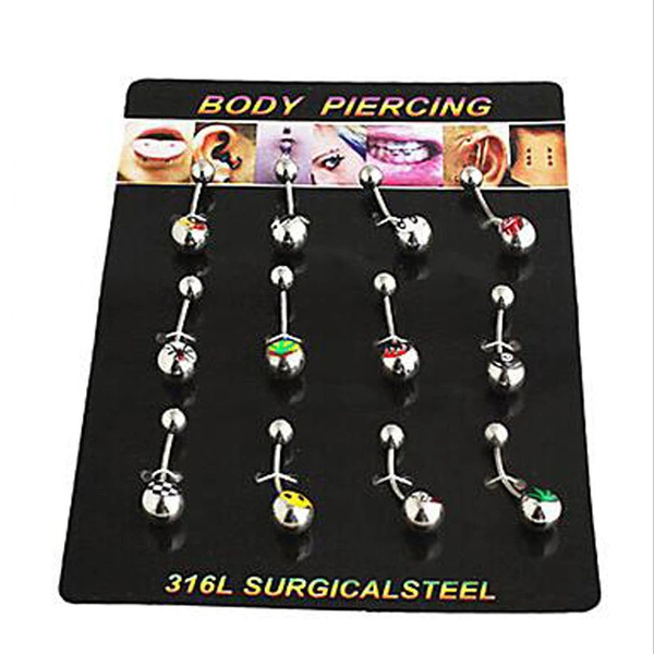 12PCS/ Lot Hot New Brand Surgical Steel Belly Body Jewelry Lot 14G