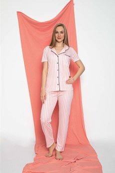 pink, dressinggown, pajamasset, Striped