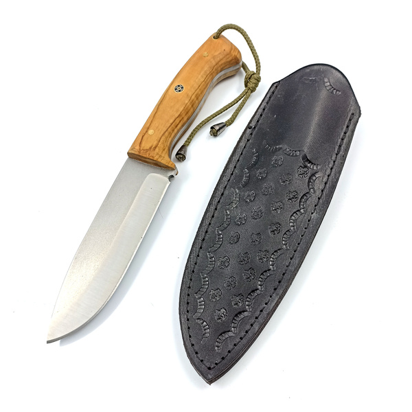Handmade Olive Handle Camping and Hunting Knife Fixed Blade Knife Full Tang Blade Knife