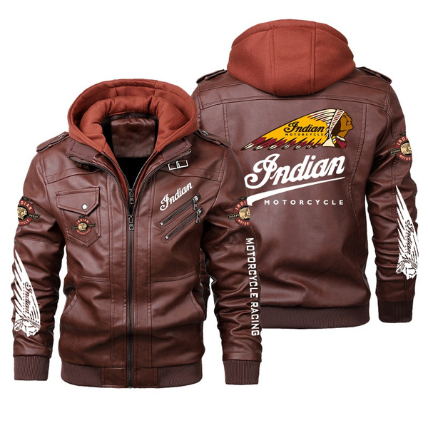 Men's Indian Motorcycle Leather Jacket Latest Male PU Jacket Casual ...