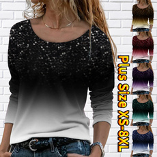Fashion, Long Sleeve, T Shirts, Plus Size