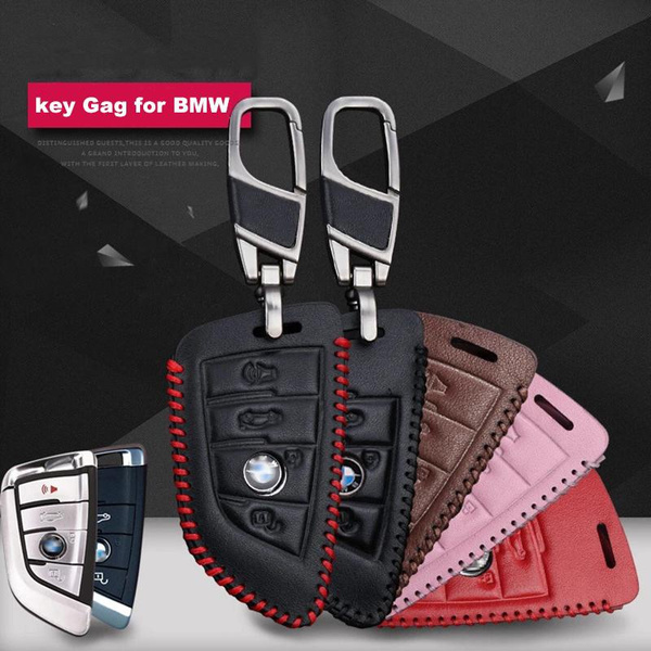 Car Remote Key Bag Case Leather Key Chain Fit For BMW X1 X5 X6 3 and 5 ...
