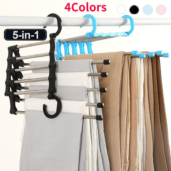 5 in 1 Stainless Steel Wardrobe Adjustable Magic Trouser Hangers ...