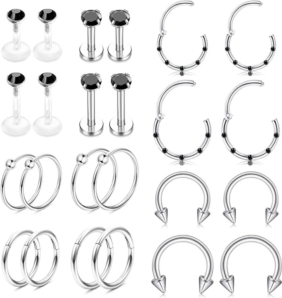 12 Pairs of 16G/20G Spiral Daith Tragus Earrings CBR Hinge Clicker