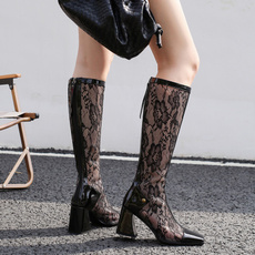 leather, Boots, patent leather, Knee High