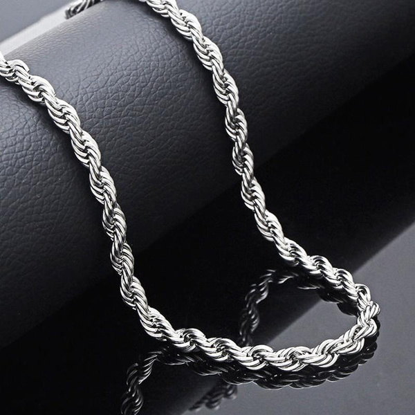 Rope Chain Sterling Silver Men's Spiral Necklace Casual Jewelry | JFM – J F  M