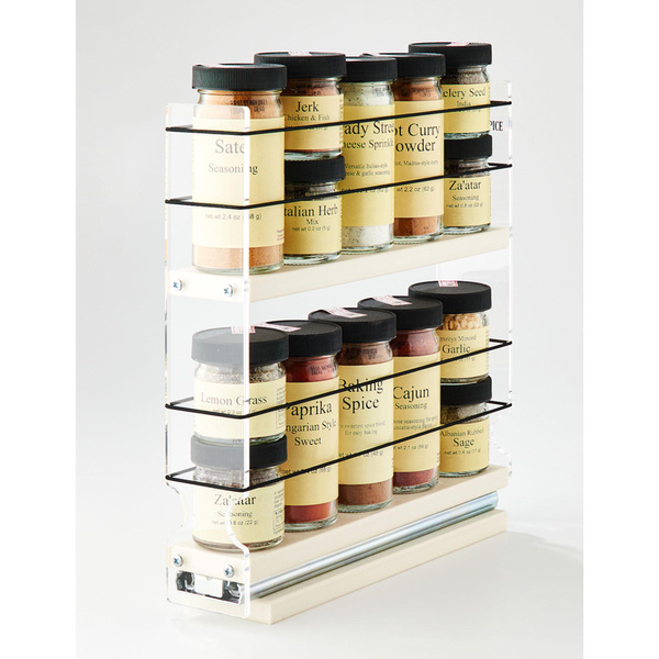 Vertical Spice 2x2x11 In 2 Tier Sliding Spice Rack for 10 Spice Jars Open Box