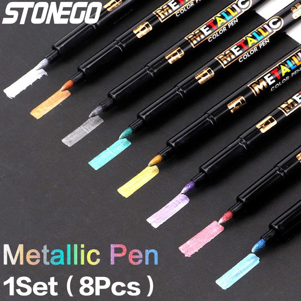8 Colors Metallic Marker Pen Set Paint Markers for Black Paper