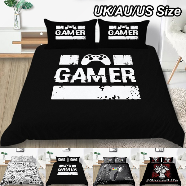 AILONEN Gamepad Bedding Set Twin XL - Colorful Graffiti Gamer Sheets, 3-Piece Microfiber Fitted Sheet & Pillowcases