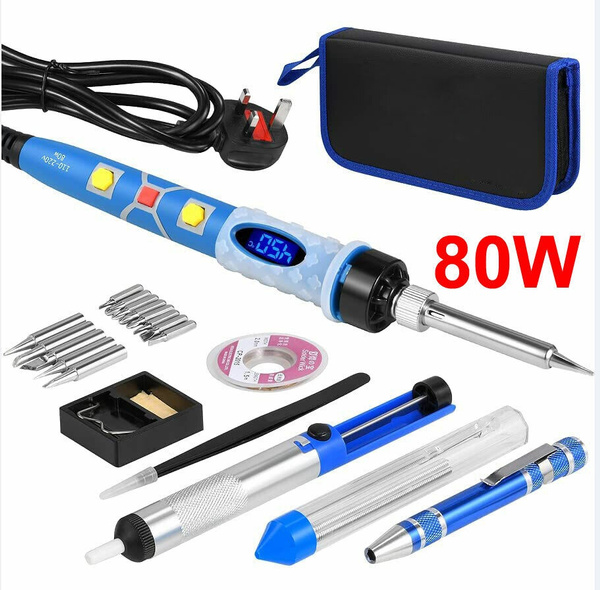 80W Soldering Iron Kit Digital LCD Solder Gun Adjustable Temp 450°C
