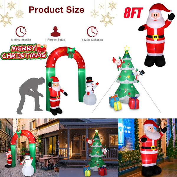 Partyforyou Christmas 8ft Snowman Santa Claus Led Inflatable Model Santa Claus Doll Broom Cover