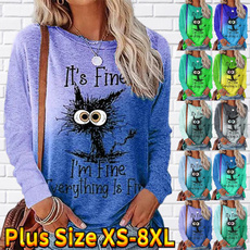 Plus Size, Long Sleeve, womens top, Cats